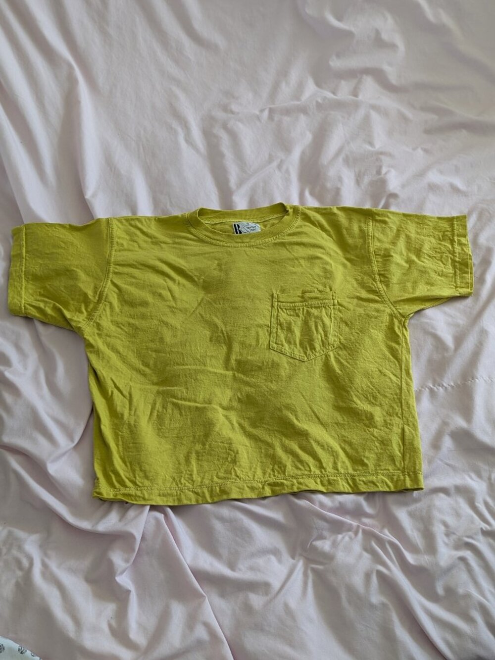 Barclay Shirt Yellow Pocket Crewneck Tee L
